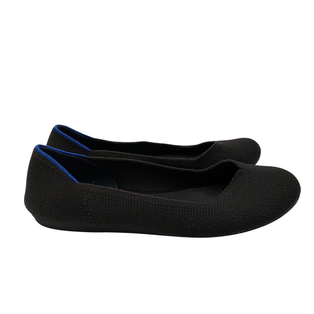 Rothys The Flat Black Solid Knit Ballet Flats Women 6 Machine Washable Eco Shoes